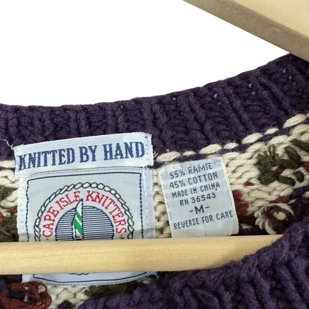 Vintage Cape Isle Knitters Handknit Medium Cardigan Sweater DARK TEAL Women READ - Picture 3 of 16